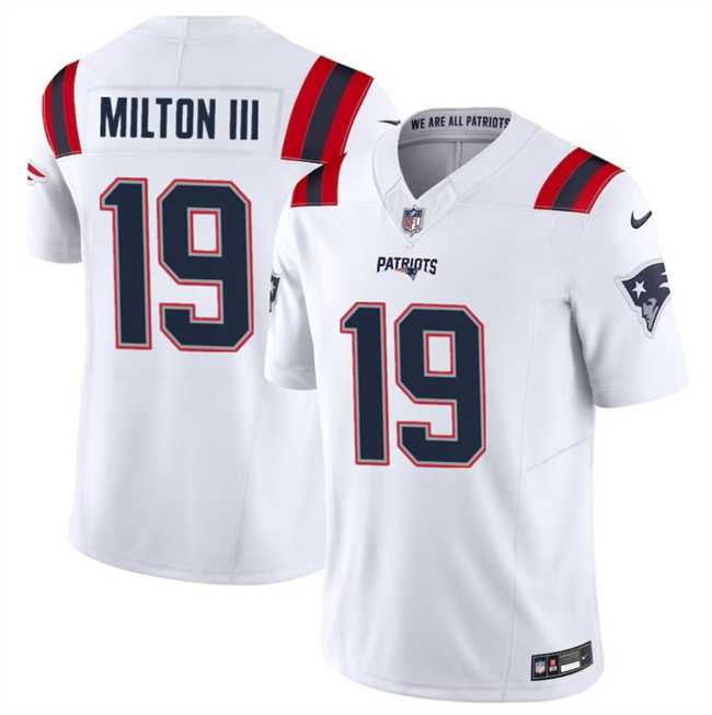 Men & Women & Youth New England Patriots #19 Joe Milton III White 2023 F.U.S.E. Vapor Limited Football Stitched Jersey